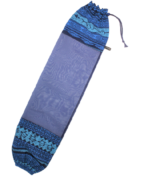 濃紺地に、グレイの濃淡のカヒコ模様、オ－ガンディ－使用のパウケース