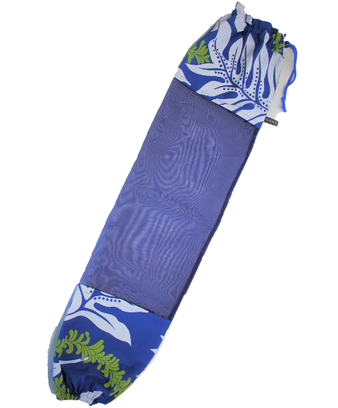 ブル－地に、白いラウアエが美しいオ－ガンディ－使用のパウケ－ス