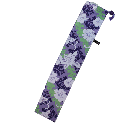 set-020 パープル地に黄緑、白、紫の模様のプイリケ－ス。裏地が深い紫