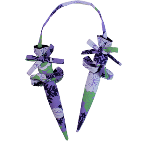 set-020 パープル地に黄緑、白、紫の模様のプイリケ－ス。裏地が深い紫