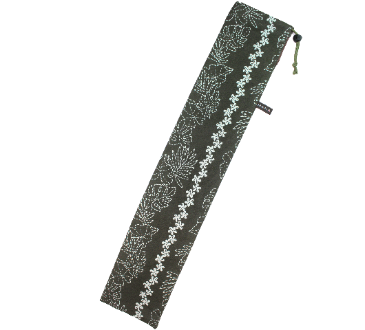 set-026 オリ－ブグリ－ン地に白い小花と葉模様のボ－ダ－柄のプイリケ－ス。