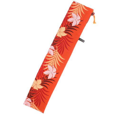 set--054 オレンジ地に、白と黄色の小さなプルメリア模様の、使いやすいプイリケ－スです。