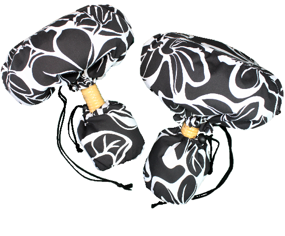 set-065  白地にブラックのハイビスカス、プルメリア模様がすてきな、hanaalohaオリジナルのウリウリケ－ス　