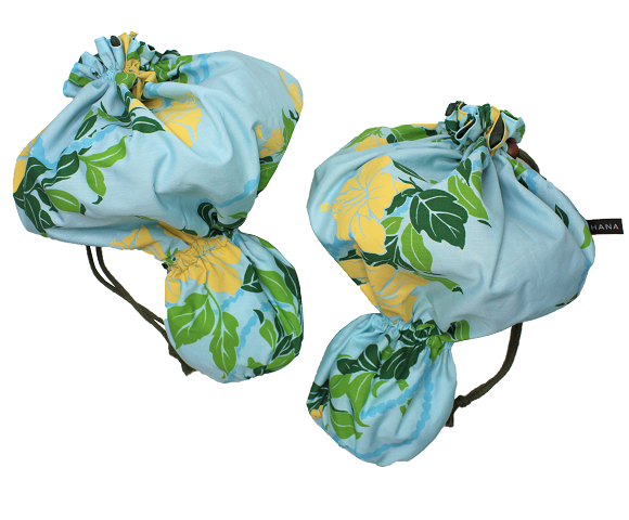 set-072 水色地に山吹色のハイビスカスと葉の緑色が涼しい感じの一体型タイプ