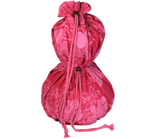 ピンクの濃淡で美しいラウアエ模様が浮き出ている、すてきな使いやすい巾着型のイプケ－ス。