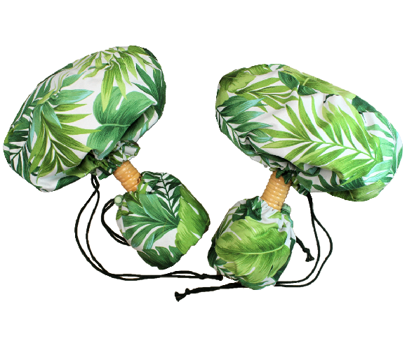 set-095 白地に、グリ－ンの濃淡のシダ、モンステラの葉模様が美しい hanaalohaオリジナルのウリウリケ－ス