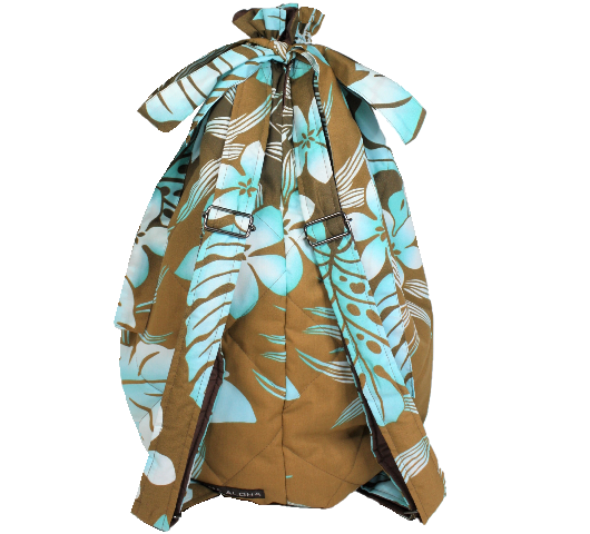 チャコ－ルグレイ地に水色のグラデ－ションのラウアエ柄がすてきなリュックタイプのイプケ－ス