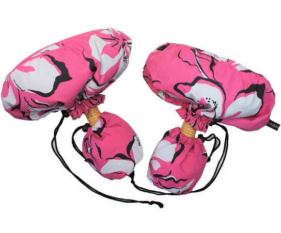 set-105  ピンク地にホワイト＆ブラックのハイビスカス模様のウリウリケ－ス