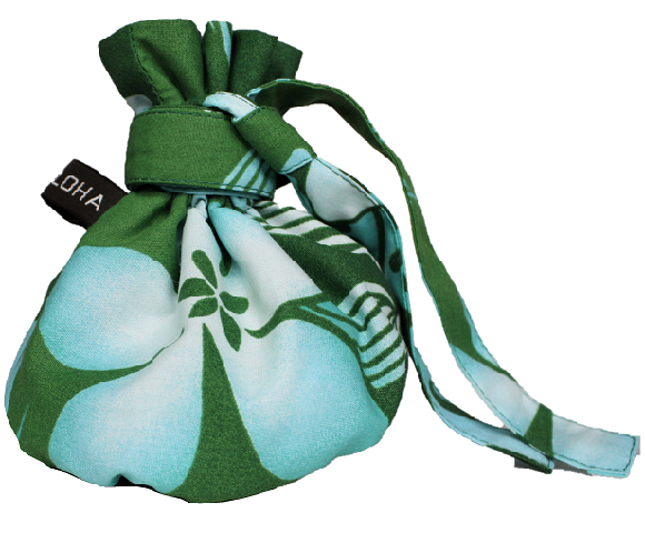 set-107 緑地に、白と空色のグラデーションのラウアエとプルメリア模様のイリイリケ－ス