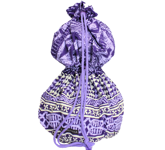 パ－プルと白が織りなすカヒコ柄の、使いやすい巾着型のイプケ－ス。