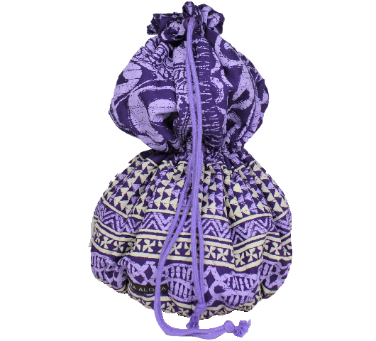 パ－プルと白が織りなすカヒコ柄の、使いやすい巾着型のイプケ－ス。