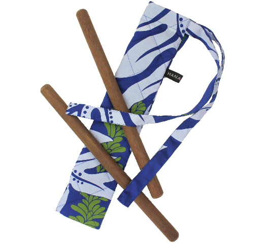 ライトオリエンタルブル－地に、美しい白いラウアエと黄緑の葉模様の、カラアウケース。