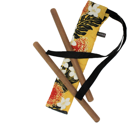 黄色地に、レフア、プルメリア、ラウアエがいっぱい。丁寧に作られたカラアウケース。