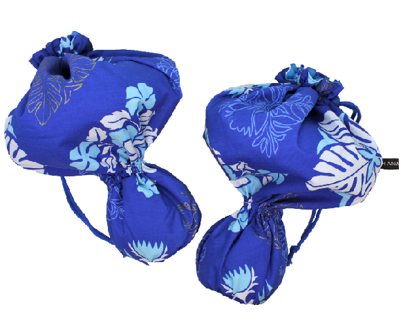 一体型ウリウリケース。ガータ－ブル－地に、白、水色、ゴールドのキルト柄がさわやかな、一体型イプケ－ス