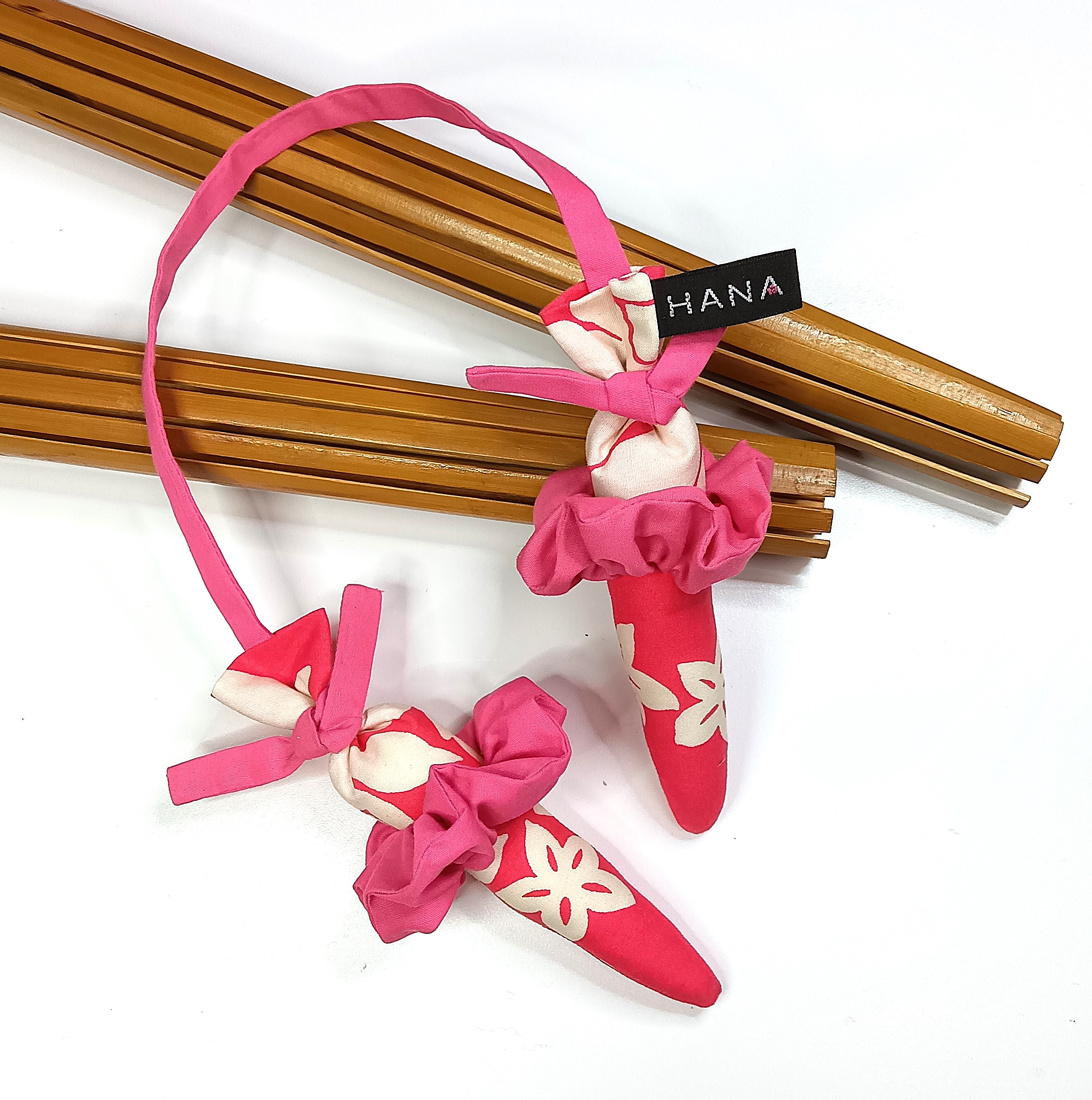 set-178－ａタイプ スカ－レットピンク地に白いプルメリア模