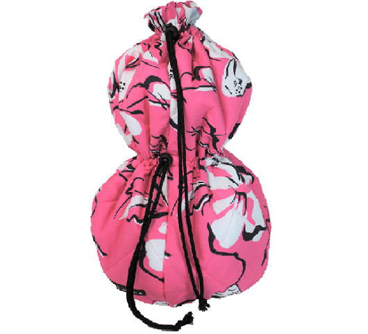 ピンク地にブラック＆ホワイトのハイビスカス模様