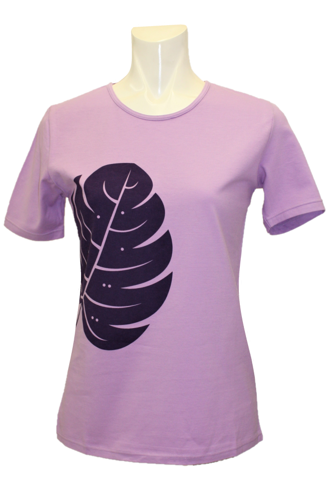 パ－プル地に紫ののモンステラ模様