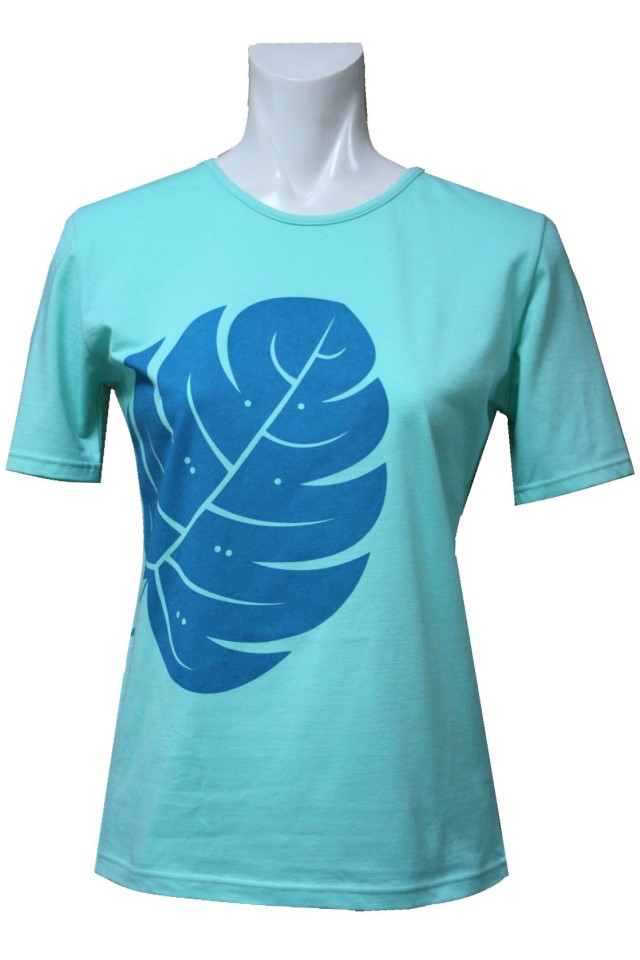 アカプルコ地にアカプルコブル－のモンステラ模様