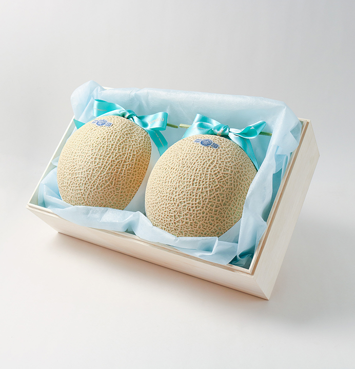 【送料無料】静岡産クラウン印マスクメロン 2玉1.5kg（木箱入り）