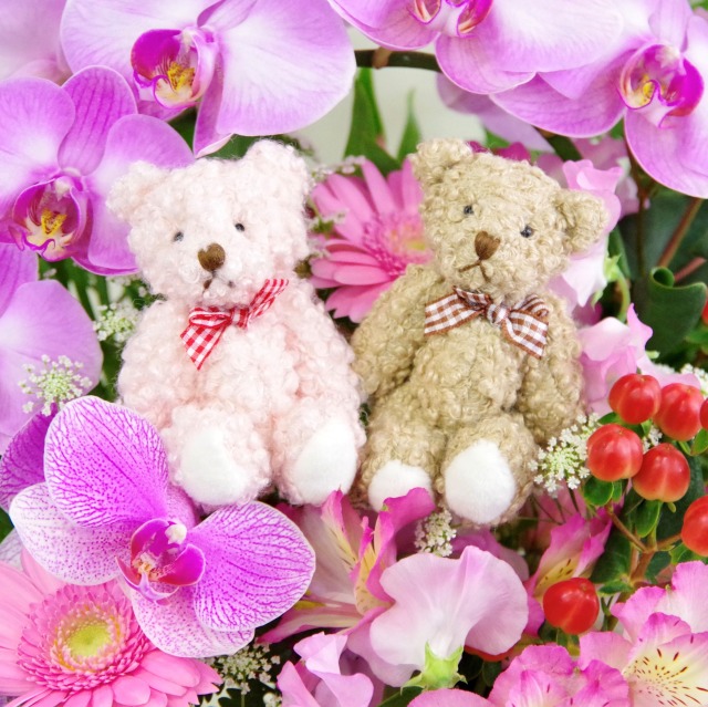 幸運引き寄せ♡オルゴナイト Flower くまちゃん♡ピンクオパール 