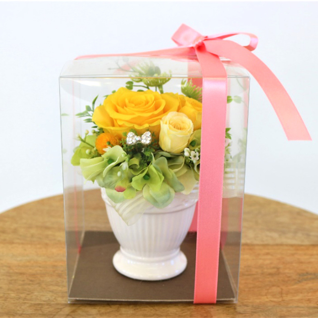 PR-002 プリザーブドフラワーアレンジメント（黄色・オレンジ）｜花