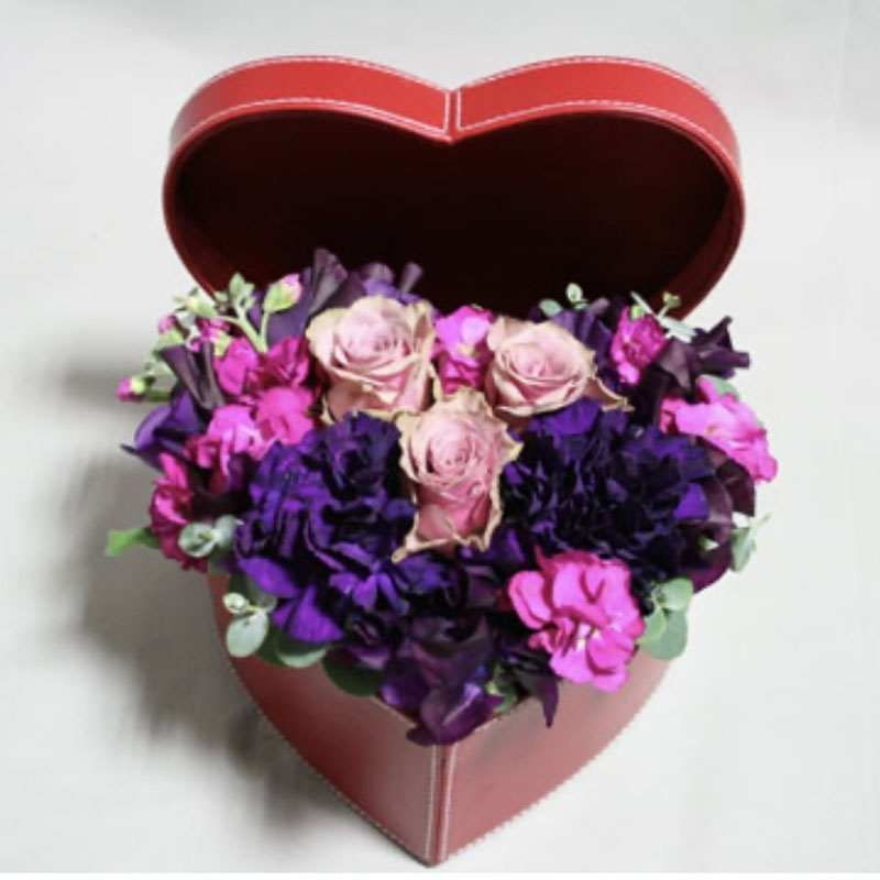 アレンジメント　バラ　ピンク　ハートケース入り　[A-5000-6]