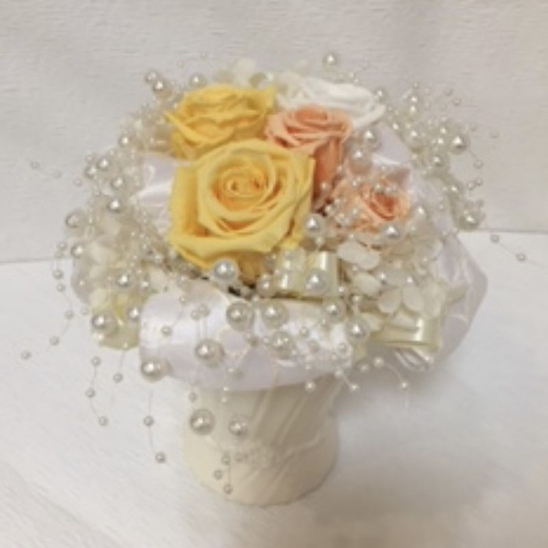 プリザーブドフラワー　イエロー　バラ　[P-7000-2]