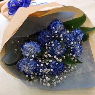 花束　青カーネーション　かすみ　[B-5000-4]
