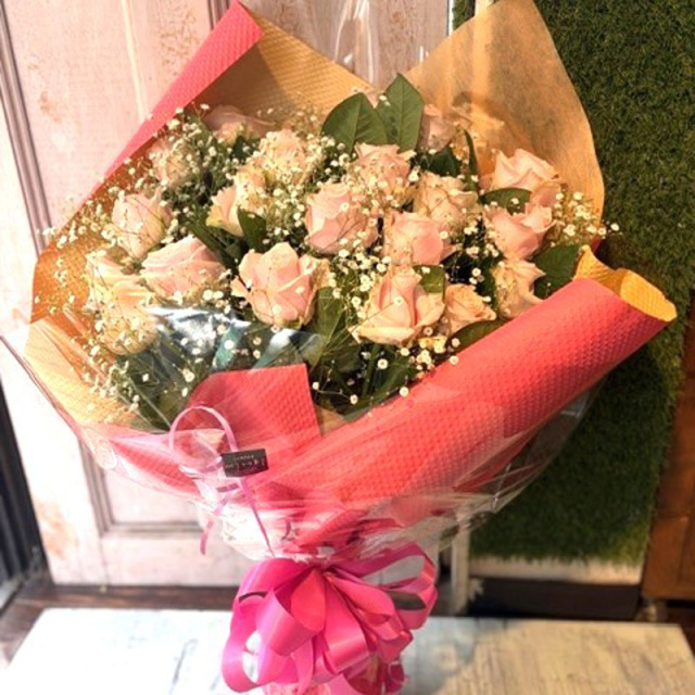 花束　ピンクバラ　かすみ　[B-15000-1]