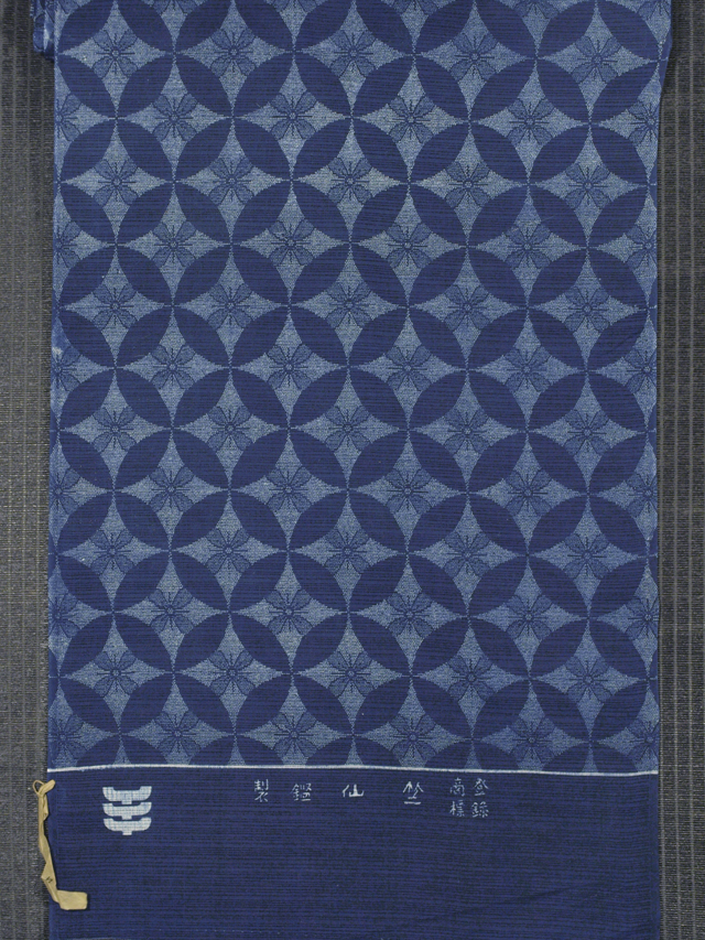 竺仙製 花七宝文様 綿絽 反物