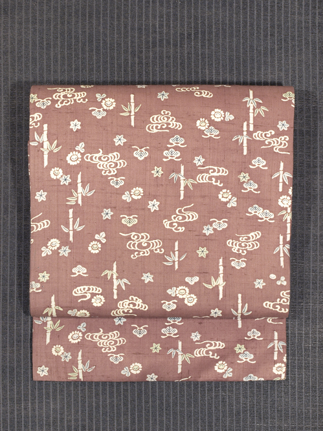 帯のアトリエ花邑-hanamura- 銀座店 「流水に草花文様 型染め 名古屋帯」