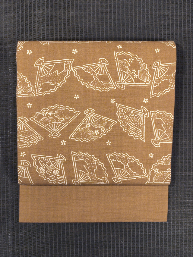 帯のアトリエ花邑 hanamura 銀座店 「檜扇文様 型絵め 綿紬 名古屋帯」