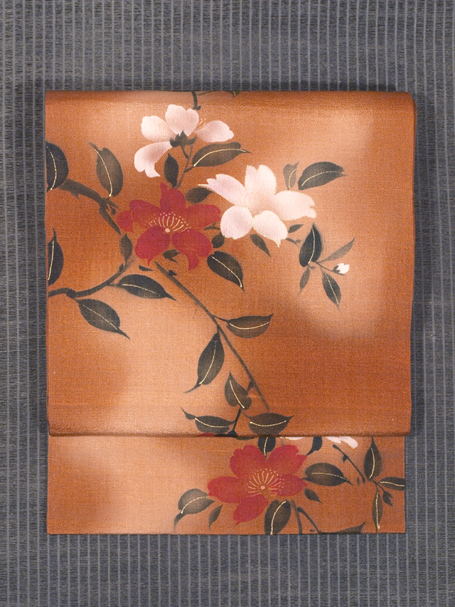 山桜文様 型染め 名古屋帯　