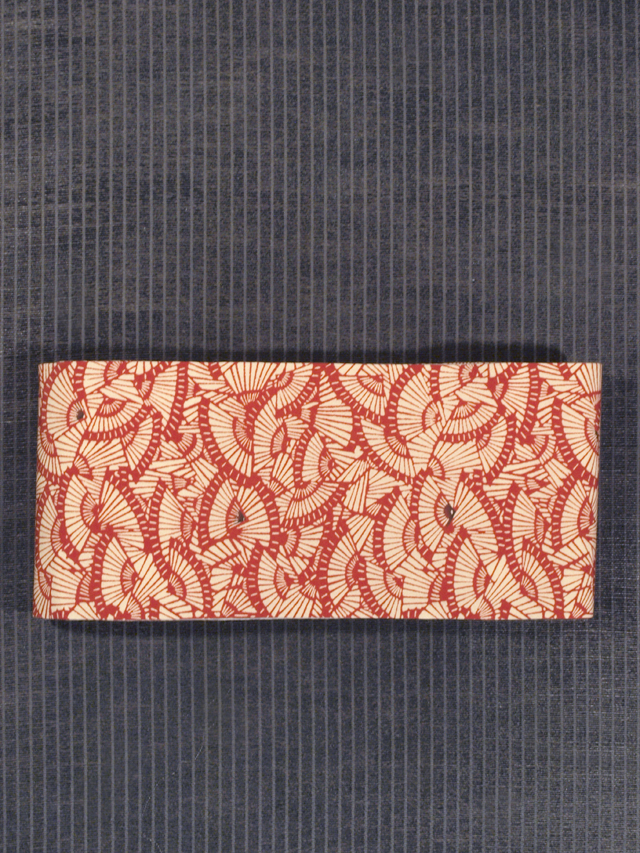 番傘文様型染めと縞文様型染め 両面リバーシブル半巾帯