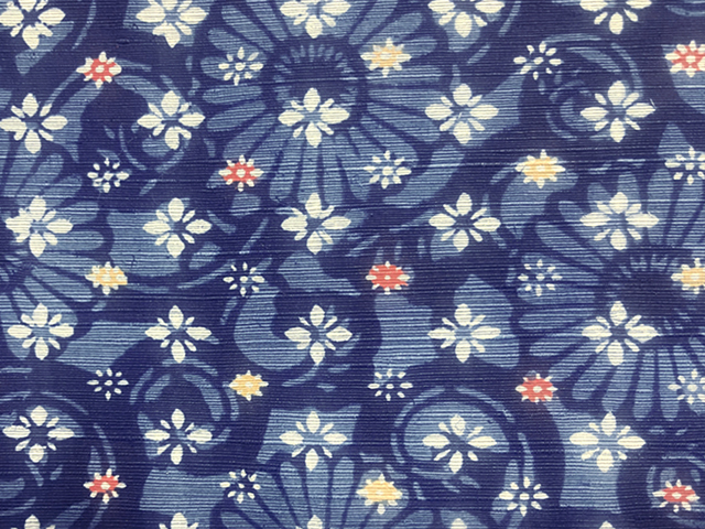 帯のアトリエ花邑 hanamura 銀座 「菊唐草に小花文様 型絵染め 真綿紬