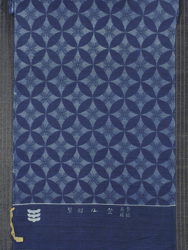 竺仙製 花七宝文様 綿絽 反物