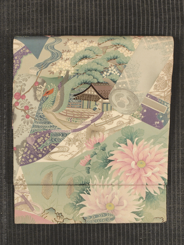 銀座 花邑で購入　古い更紗で作られた名古屋帯 宝尽くし 染めの帯 花邑銀座店