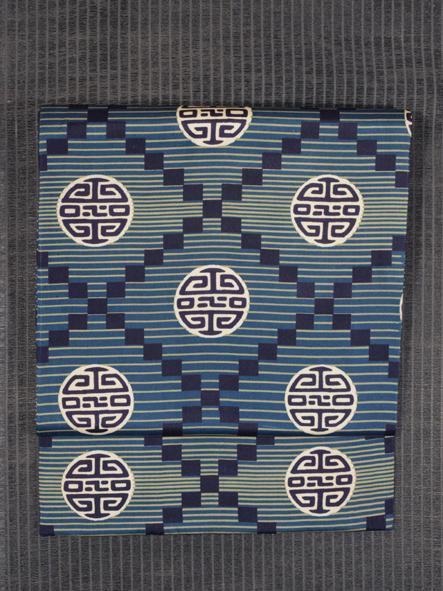 襷（たすき）に丸文様 型染め 名古屋帯　