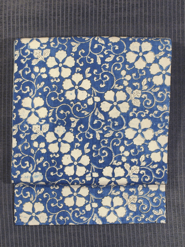 唐花草文様 和更紗 名古屋帯　