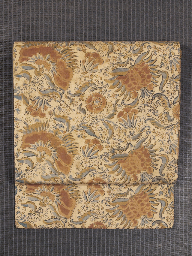 唐花草文様 和更紗 名古屋帯　