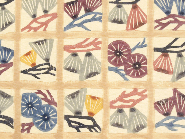 帯のアトリエ花邑 hanamura 銀座 「格子縞に松文様 型染め 名古屋帯」