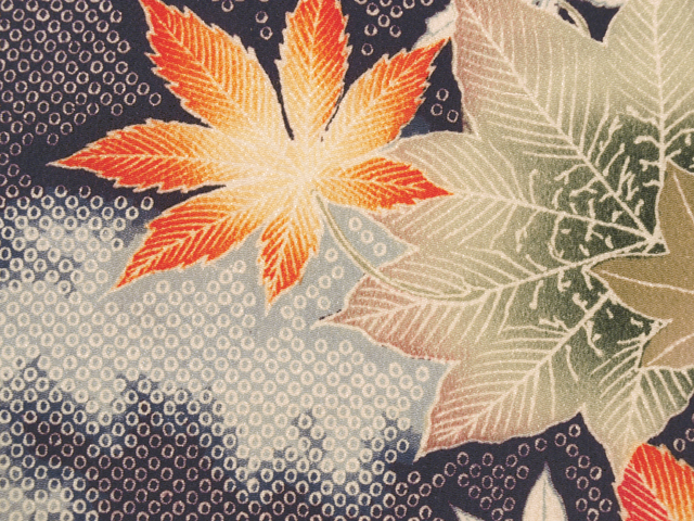 帯のアトリエ花邑 hanamura 銀座店 「鹿の子に楓文様 型染め 名古屋帯」