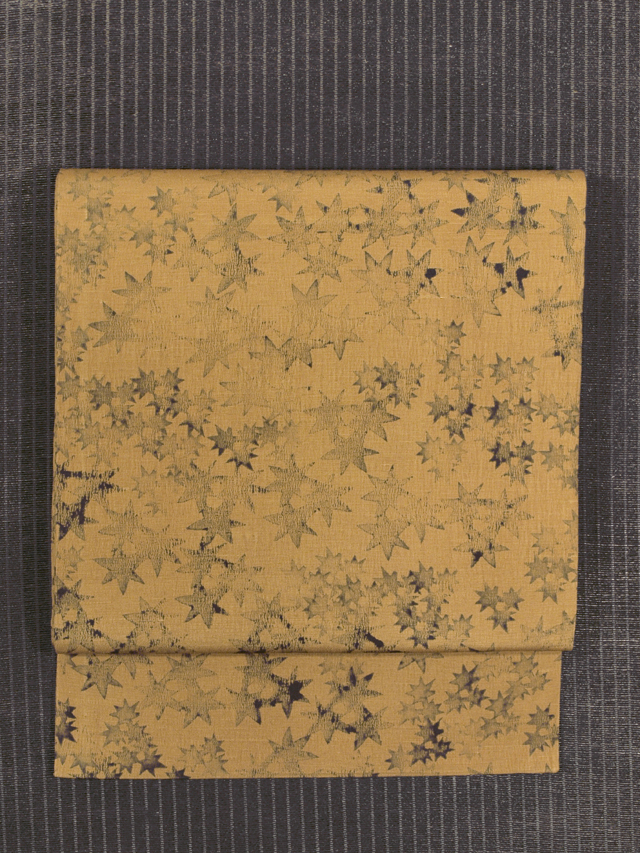 伊勢型染 花模様 袋帯 ベージュ 伊勢型染 花模様 袋帯 ベージュ 伊勢型染 花模様 袋帯 ベージュ