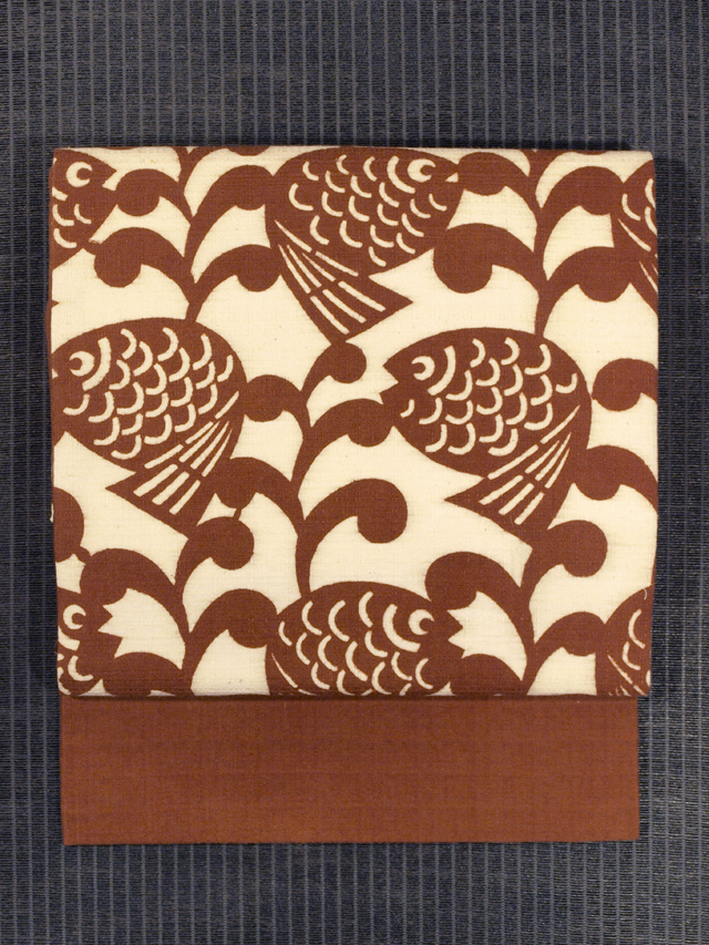 鯛文様 型染め名古屋帯