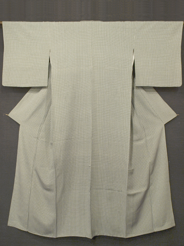 柳煤竹色(やなぎすすたけいろ)地 角通し文様 江戸小紋 袷