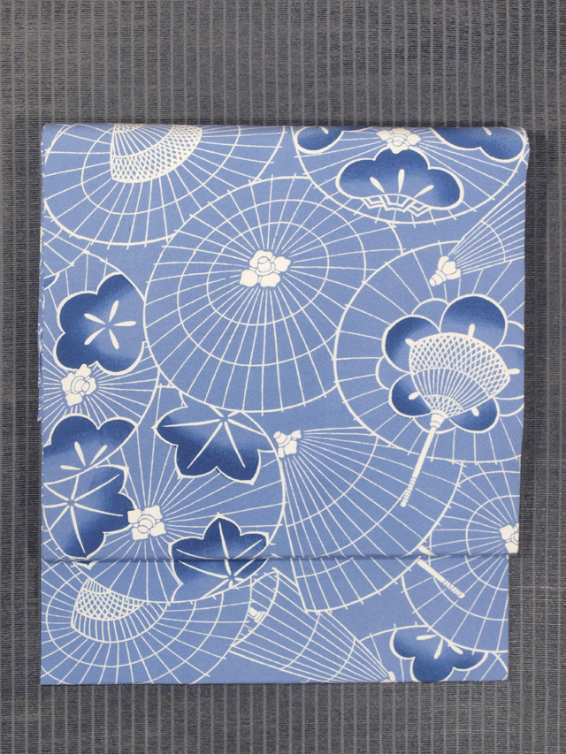 傘重ね文様 型染め 名古屋帯