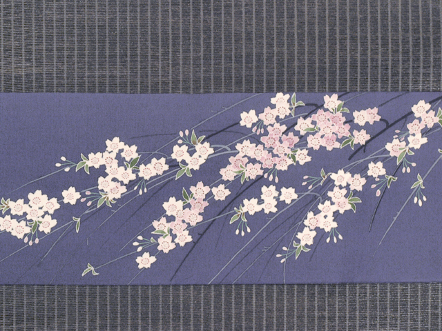 帯のアトリエ花邑 hanamura 銀座 「桜の絵図 手描き染め 塩瀬 名古屋帯」