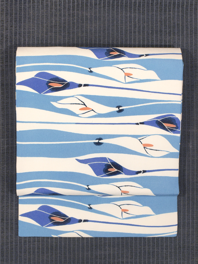 カラー文様 型絵染め 名古屋帯