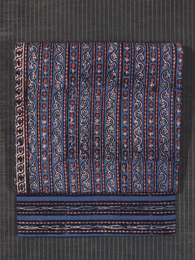 縞に小花文様 印度更紗 名古屋帯