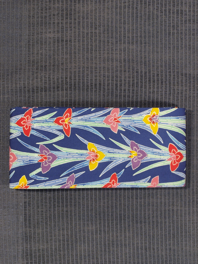 杜若（かきつばた）文様 型染め 半巾帯